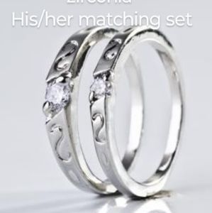 Sterling Silver plated bridal set with cubic zirconia like stones